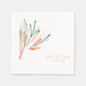 Witte en perzik moderne bruiloft cocktail servet (Voorkant)