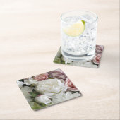 witte en perzik pioen bloemenpapier onderzetters (Insitu)