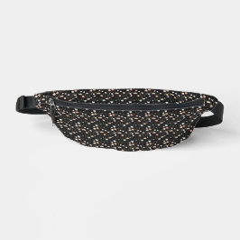 Witte en perzik Wildbloemen op zwart Fanny Pack Heuptasje