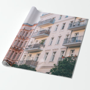 WITTE EN PINKGEBOUWEN CADEAUPAPIER