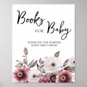 Witte en Plum Bloemen Boeken voor Baby Sign Poster (Voorkant)