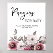 Witte en Plum Bloemen Gebed voor Baby Sign Poster (Voorkant)