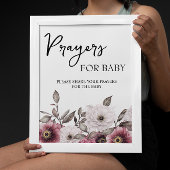 Witte en Plum Bloemen Gebed voor Baby Sign Poster
