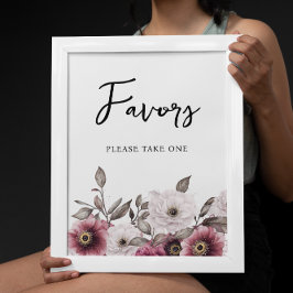 Witte en Plum Bloemen Gebed voor Baby Sign Poster