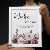 Witte en Plum Bloemen Wensen voor Baby Sign Poster