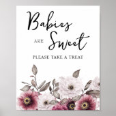 Witte en Pruim Bloemen Baby's zijn Sweet Sign Poster (Voorkant)