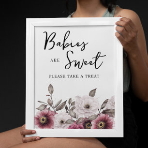 Witte en Pruim Bloemen Baby's zijn Sweet Sign Poster