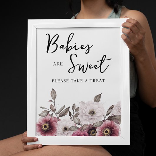 Witte en Pruim Bloemen Baby's zijn Sweet Sign Poster