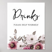 Witte en Pruim Bloemen Drinken Baby shower Poster (Voorkant)