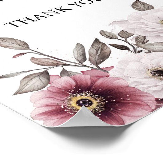 Witte en Pruim Bloemen Kaarten en Geschenken Baby  Poster (Hoek)
