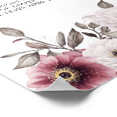 Witte en Pruim Bloemenluier Raffle Baby shower Poster (Hoek)