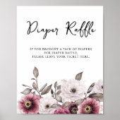 Witte en Pruim Bloemenluier Raffle Baby shower Poster (Voorkant)