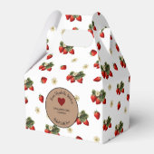 Witte en Rode Aardbeien Rustiek Voedsel Gift Bedankdoosjes (Achterkant)