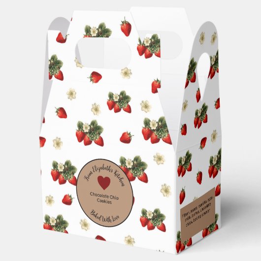 Witte en Rode Aardbeien Rustiek Voedsel Gift Bedankdoosjes (Geopend)