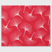 Witte en rode abstracte bladeren cadeaupapier (Vlak)