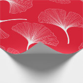 Witte en rode abstracte bladeren cadeaupapier (Hoek)