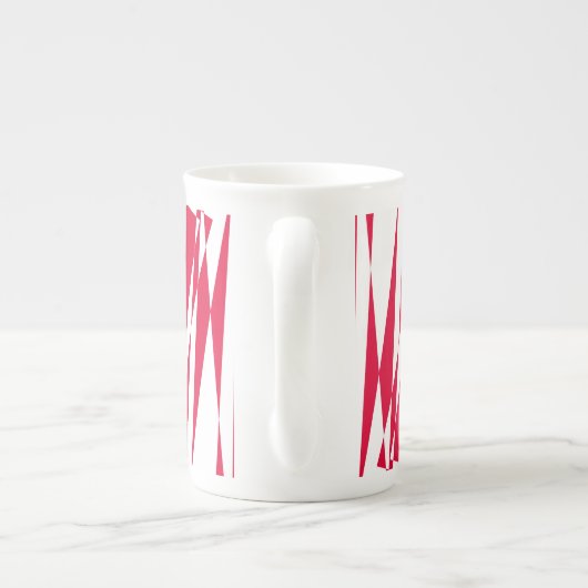 Witte en Rode Abstracte Illusie Bone China Mok (Achterkant)