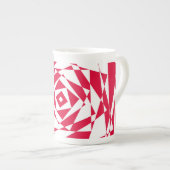 Witte en Rode Abstracte Illusie Bone China Mok (Voorkant rechts)