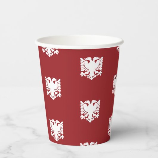 Witte en rode Albanese Eagle Paper Cup Papieren Bekers (Achterkant)