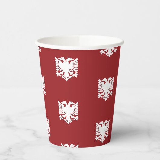 Witte en rode Albanese Eagle Paper Cup Papieren Bekers (Links)