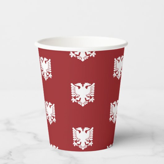 Witte en rode Albanese Eagle Paper Cup Papieren Bekers (Voorkant)