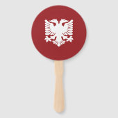 Witte en rode Albanese Eagle Paper Fan Handwaaier (Achterkant)
