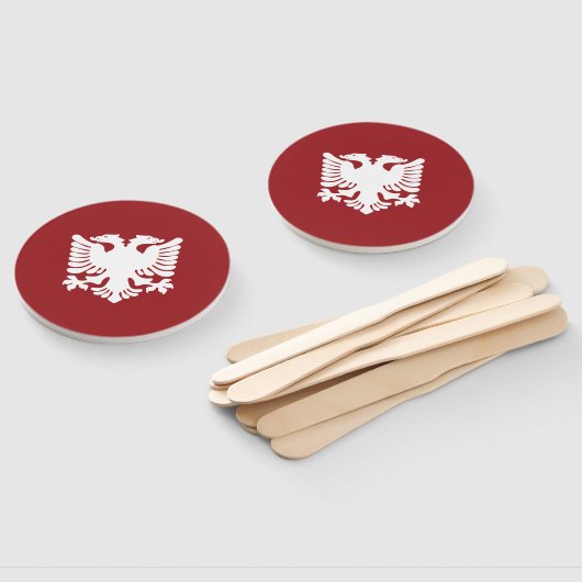 Witte en rode Albanese Eagle Paper Fan Handwaaier (Niet-gemonteerd)