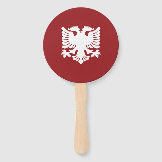 Witte en rode Albanese Eagle Paper Fan Handwaaier (Voorkant)