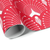 Witte en rode art-deco-patronen cadeaupapier (Rol Hoek)