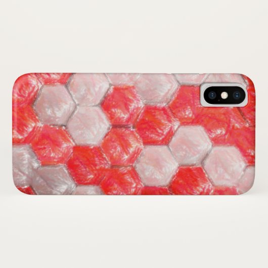 Witte en rode artistieke hexagon patroon Iphonezaa Case-Mate iPhone Case (Achterkant (horizontaal))