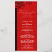 Witte en Rode Bloemen Bruiloft Programma Sjablonen (Achterkant)