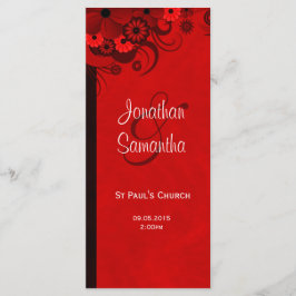 Witte en Rode Bloemen Bruiloft Programma Sjablonen