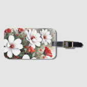 Witte en rode bloemen Elegante Waterverf Bagagelabel (Voorkant (horizontaal))