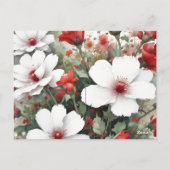 Witte en rode bloemen Elegante Waterverf Briefkaart (Achterkant)