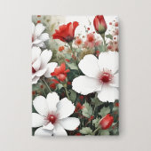 Witte en rode bloemen Elegante Waterverf Button (Voorkant)