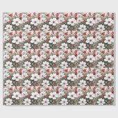 Witte en rode bloemen Elegante Waterverf Cadeaupapier (Vlak)