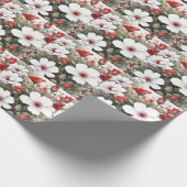 Witte en rode bloemen Elegante Waterverf Cadeaupapier (Hoek)