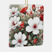 Witte en rode bloemen Elegante Waterverf Keramisch Ornament (Rechts)