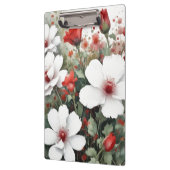 Witte en rode bloemen Elegante Waterverf Klembord (Links)
