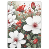 Witte en rode bloemen Elegante Waterverf Klembord (Achterkant)