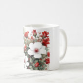 Witte en rode bloemen Elegante Waterverf Koffiemok (Voorkant rechts)