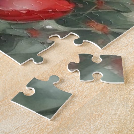 Witte en rode bloemen Elegante Waterverf Legpuzzel (Zijkant)