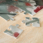 Witte en rode bloemen Elegante Waterverf Legpuzzel (Zijkant)