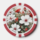 Witte en rode bloemen Elegante Waterverf Poker Chips (Voorkant)