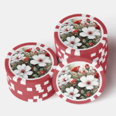 Witte en rode bloemen Elegante Waterverf Poker Chips (Opstapeling)