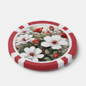 Witte en rode bloemen Elegante Waterverf Poker Chips (Enkel)