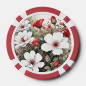 Witte en rode bloemen Elegante Waterverf Poker Chips (Achterkant)