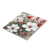Witte en rode bloemen Elegante Waterverf Tegeltje (Zijkant)