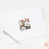 Witte en rode bloemen Elegante Waterverf Vierkante Sticker (Envelop)