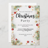 Witte en Rode Bloemen Kerstfeest Uitnodiging (Voorkant / Achterkant)